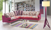 sofa de canto vermelho